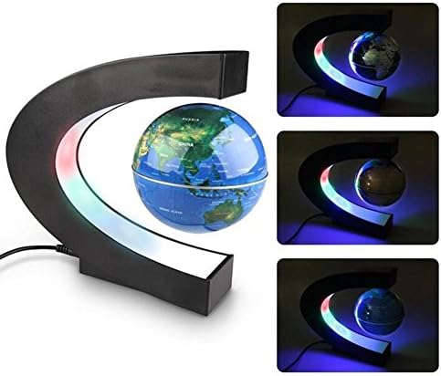 LED Magnetic Levitation Light -C Shape Magnetic Levitation Floating Globe with World Map for Desk Decoration - 3 inch , A
