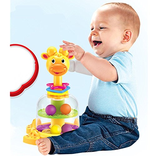 Fajiabao Birthday Gifts for Kids Baby Gifts Funny Rotary Giraffe with Colorful Balls and Loops for Early Educational Learning