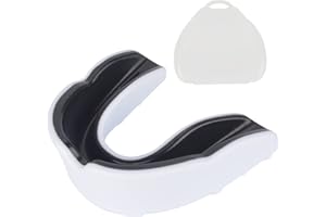 AIBAOBAO Paradenti, Scudo gengivale per Adulti e Junior con Custodia, Paradenti Professionali Slim Fit per Calcio, Boxe, MMA, Rugby, Arti Marziali, Judo, Karate, Hockey, Wrestling (Nero/Bianco