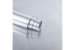 ARTHOME WALL DECOR Arthome vinilo adhesivo muebles Plata Cepillado, 40cmx1000cm Papel Pintado Autoadhesivo Impermeable, A prueba de aceite, Contacto Papel Decorativo para Muebles, Cocina, Revestimiento de Estantes