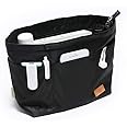 iN. Purse Organizer Insert with zipper Nylon fabric for women Handbags & Totebag, black, Large: 15.7"(Top)/12.2"(Bottom) L × 4.9"W × 10"H