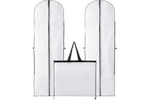 ZAKAZAKA 2 Stücke Kleidersack Anzug Lange, 60 x 180 cm Atmungsaktiver Kleidersack, Kleiderhülle mit Reißverschluss Faltbar Mottenfeste Kleidersäcke für Brautkleider, Abendkleider, Lange Mäntel