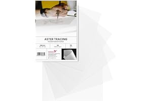 Netuno 50 hojas de papel transparente A4 210 x 297 mm 112g Aster Tracing papel pergamino translúcido imprimible calca para impresión invitaciones calco dibujo manualidades plegado caligrafía planos