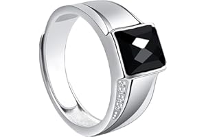 Chereda Black Agate Ring Men's Opening Adjustable Ring Fashion Men Jewelry Cupronickel Geometric Ring