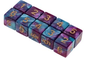 Yourandoll 10 pièces dés polyédriques D6 dés 6 Faces de Jeux de dés en Acrylique pour DND Dice RPG MTG Table Jeux (Blue Purple)