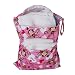 2-Zip Washable Baby Cloth Diaper Nappy Bag Monkey Heart Pink