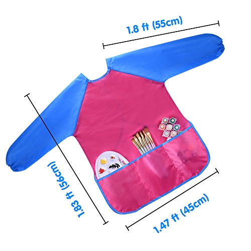 Kuuqa Malschürze Kunstkittel für Kinder Wasserdicht 3 geräumige Taschen - 2