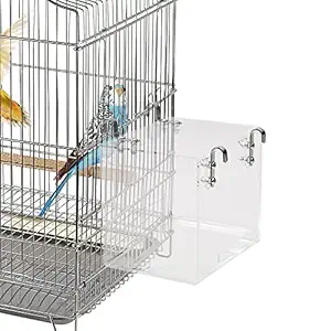 NEWCOMDIGI 1 Piece Bird Bathtub Bath Shower Box Bowl with Hooks Cage Accessory for Little Bird Parrots Crested Myna