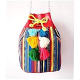 Bucket bag. Bolso. Bombonera de tela de rayas de colores. Bolso de verano.  Bolso de hombro con cadena. Bolso hecho a mano. Bolso de mujer. :  Amazon.es: Productos Handmade