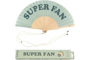 Fisura - Originale ventaglio con messaggio.Ventaglio in legno moderno e divertente. Misure: 42,5 x 23 cm. Legno e tessuto. (Super Fan, verde)