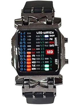 Armbanduhr - SODIAL(R) Unisex Binaer LED Uhr Digital Datumsanzeige Bunt Sport Trend Armbanduhr Gewehrfarbe