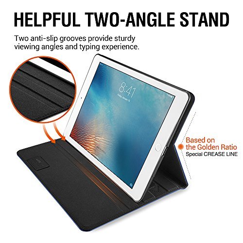 iPad Air 2 Hülle, ESR® Intelligent Bildserie Unternehmen Stil PU Ledertasche mit Auto aufwachen / Schlaf Funktion Schutzhülle für iPad Air 2 / iPad 6 (Blau) - 8