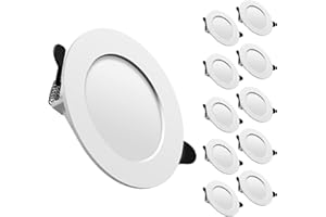TOFISR Faretti Led da Incasso Per Cartongesso,7W Equivalenti a 70W,Luce Bianca Fredda 6000K Luci Ultrasottili da Soffitto per Cartongesso da Interno,Rotondo Alluminio Métal,Slim Bianca Downlights, Set da 10