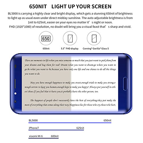 Smartphone Android, DOOGEE BL5000 Dual SIM Telefonia Mobile - 4G 5050 mAh Cellulari in Offerta - 5.5 Pollici HD Sharp Schermo Telefoni con 4GB RAM + 64GB ROM - Doppio 13.0MP Fotocamera Posteriori + 8.0MP Fotocamera Anteriore e Sensore di Impronte Digitali - Blu reviews Smartphone Android, DOOGEE BL5000 Dual SIM Telefonia Mobile - 4G 5050 mAh Cellulari in Offerta - 5.5 Pollici HD Sharp Schermo Telefoni con 4GB RAM + 64GB ROM - Doppio 13.0MP Fotocamera Posteriori + 8.0MP Fotocamera Anteriore e Sensore di Impronte Digitali - Blu