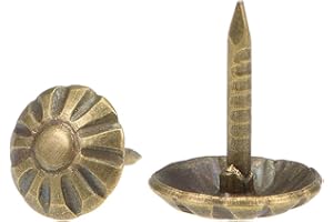 TA-VIGOR 100 Pcs Upholstery Tacks Pins, Upholstery Nails, Decorative Furniture Nails & Thumb Tacks for Sofa Chair Bed Antique Upholstery Studs - 8x10mm (Bronze)