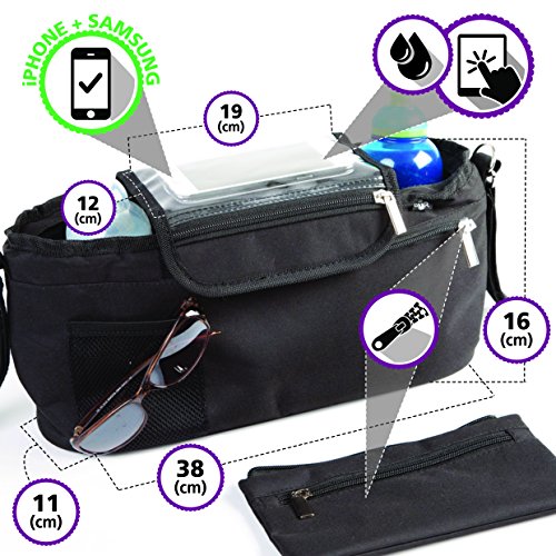 BTR Kinderwagen- / Buggy-Organizer oder Aufbewahrungstasche mit Reißverschlusstasche und Geldbeutel. Baby Kinderwagentasche - 2
