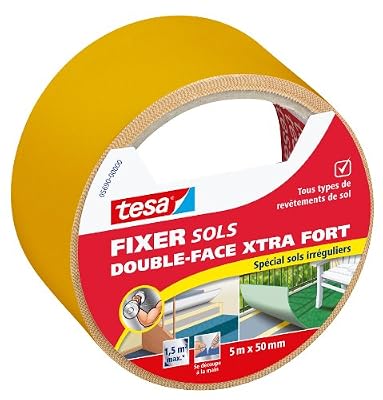 Tesa 05690-00000-00 Fixer Sols -Double-face Xtra Fort Spécial Sols Irréguliers 5 m x 50 mm