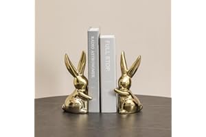 JUZAI Serre-Livres Décoratifs en Céramique, Serre-Livres Amusants, Butées pour étagère en Forme de Lapin