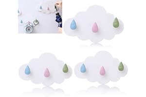 Crochets Auto-Adhésifs Sans Clous,Forreen 3 Pièces Crochet Mural Adhesif Enfant Nuage Blanc Adorable Multifonctionnel Crochets pour Serviettes pour Chambre d'Enfant Placard