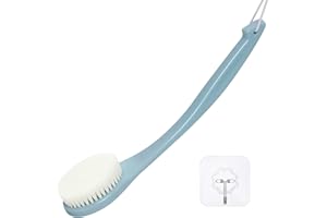 VANZAVANZU Rückenbürste Massagebürste Badebürsten, Duschbürste Körperbürste Schrubber mit Langem Stiel für Peeling Massage Verbessern die Durchblutung (Blau)