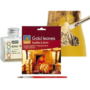 Pebeo / Gedeo Gold Leaf Kit - 25 leaves Gold Coloured Gilding Foil ...