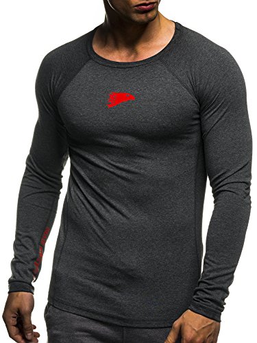 LEIF NELSON GYM Herren Fitness Sweatshirt T-Shirt Rundhals Langarm Trainingsshirt Training LN06283 - 3