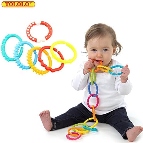 TOLOLO Baby 6 Links Accessory Toy Teether Toy Rainbow Circle Ring