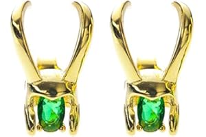 Tumnea Loki Studs Thor Loki Helmet Studs Earrings Marvel Merchandise Loki Earrings Green Crystal Metal Alloy Studs Unisex Loki Cosplay Jewellery Accessories