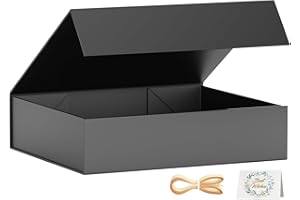 EASCITY Confezione da 1 scatole regalo, 30 x 20 x 7,6 cm, scatole regalo per regali con coperchio, chiusura magnetica, rettangolari, pieghevoli, per proposte di matrimonio, Natale, Halloween, regalo di