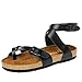 Produktbild LANDFOX Zehentrenner in 3 Farben für Damen, Sandalen - Pantoletten mit Korkfußbett - Handmade in Spain Flache Schuhe mit Zehenriemen Classic Unisex-Erwachsene Zehentrenner (39 EU, Schwarz)