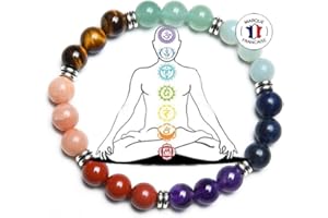 Attraction Zen BRACELET 7 CHAKRAS Pierres Naturelles | EBOOK Offert | Fait Main | Bijoux Femme Homme | Bracelet pierre naturelle | Pierres de 8mm | TOUTES LES PIERRES DE NOS BRACELETS SONT NATURELLES