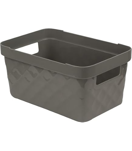 Scatola Di Stoccaggio Rotho Country 28L | In Plastica PP Senza BPA | Look Rattan Grigio Antracite | Per Giocattoli, Cucina, Bagno