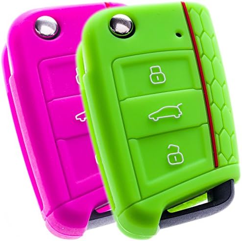 VW GOLF 7 · 2 Keys Case – PINK/NEON GREEN – GTI RLINE – Golf7 · Key Cover Key Case – Volkswagen Golf VII – Premium