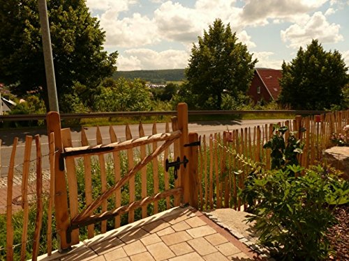 Gartentor aus Haselnussholz 100 x 60 cm – Hochwertig verarbeitetes Staketen-Zauntor in 7 Größen – Robust und Witterungsbeständig - 3