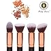 Party Queen Premium Makeup Brush Set Classic 8Pcs Rose Golden Kabuki Brush Cosmetic Kit + Luxurious Coffee Leather Case-Supreme Quality For Flawless Beauty
