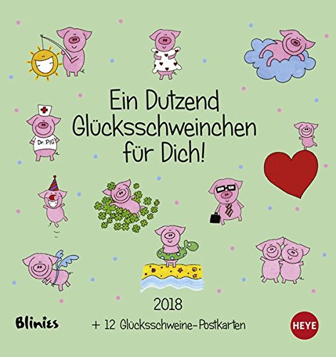 Preisvergleich Produktbild Dutzend Glücksschweine Postkartenkalender - Kalender 2018