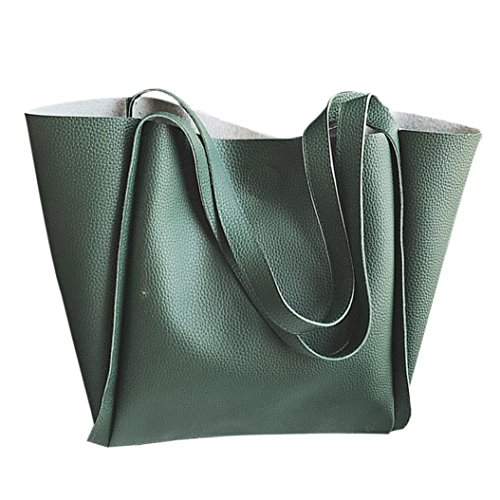 Preisvergleich Produktbild VENMO Frauen zwei Stück Schultertasche Griff Taschen Mode Kuriertaschen Handtaschenbeutel (Green)