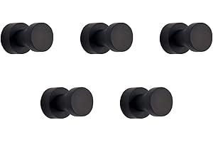 BGL Ganci da parete senza perforazione, resistenti, ganci per asciugamani, per bagno, cucina, armadi, porte, in ottone nero, confezione da 5