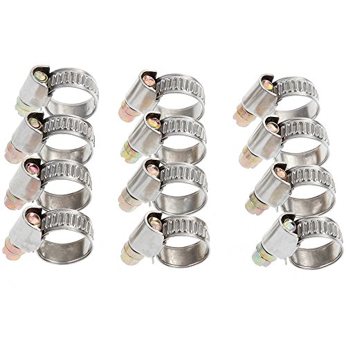 Rovtop 12 Stück Schlauchschellen Set Spannbereich 10 - 16 mm Bandbreite 9 mm