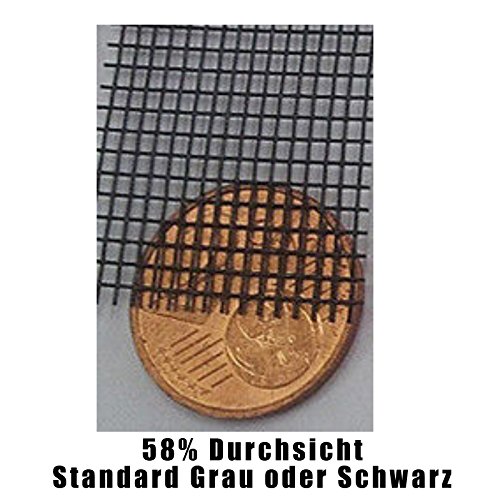 2,49€/m² Fliegennetz Fliegengitter Meterware Netz als Ersatzteil Zubehör – Fiberglas Plissee Gaze Gewebe Draht Insektenschutz u. Fliegenfenster als Rolle Schwarz Grau Petscreen für Katze Hund Reißfest Insektenschutznetz - 2