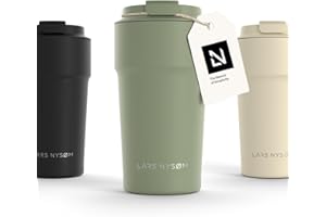 LARS NYSØM Thermo Coffee Mug-to-go 500ml | Tasse de voyage 0.5 litre avec isolation | Tasse thermique étanche en acier inoxydable pour le café et le thé (Sage Green, 500ml)