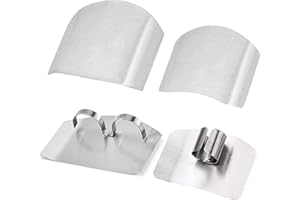 KAIAIWLUO Protege Doigt Cuisine,4 PCS Protège-Doigts en Acier Inoxydable Protecteur de Doigt Protecteur de Coupe de Couteau Garde de Couteau pour Cuisine Trancher Découper Hacher
