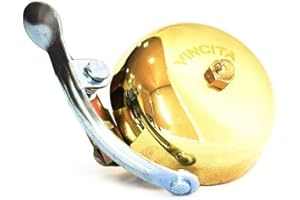 Vincita Vintage Brass Bike Bell - Shiny Gold Color, Long Sustain, Clear Sound, Resonant Tone Suitable for All Bikes Easy to Install - Classic Retro Bicycle Accessories