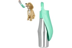 Genevieve Hunde Trinkflasche to Go Hunde Wasserflasche Edelstahl Für Unterwegs 500ml Tragbarer Hunde Wasserspender Für Reisen, Camping, Wandern