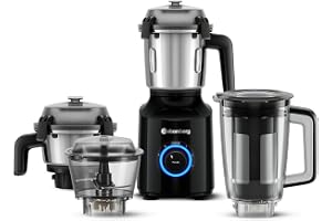 Atomberg Zenova Fresh Juicer Mixer Grinder For Kitchen | Intelligent BLDC Motor | Grind Like 1000 Watt | Coarse Mode for Silbatta Texture | 4 Jar With Chopper | Coconut Milk Maker | Hands-Free | Black