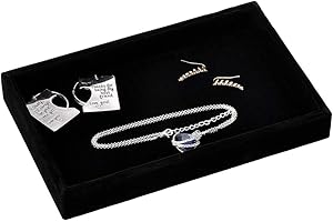 Mogokoyo Velvet Jewelry Display Tray Elegant Watches Organizer Box, Rings Earrings Bracelets Necklaces Storage Holder(Black)
