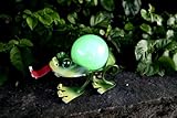 Lámpara led solar rana - 21 cm x 13 cm, apto para exteriores, metal lacado y una bola de...