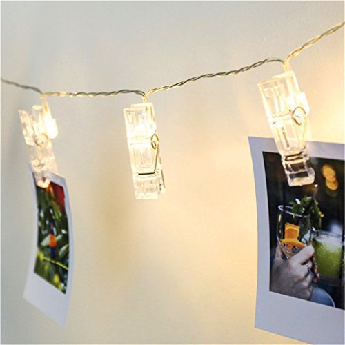 ERGEOB Foto Klammer Lichterkette DIY handgemachte Weihnachtsdekoration Geburtstag Hochzeitstag Licht warmweiß 40LED - 3