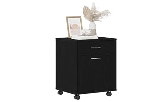 vidaXL Rullande skåp 45 x 38 x 54 cm Konstruerat trä Svart Ek | Massor med plats för att hålla ordning, Modern look som fräschar upp vilket kontor som helst
