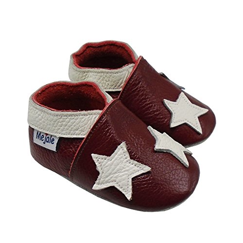 Mejale Weiche Sohle Leder Babyschuhe Lauflernschuhe Krabbelschuhe Kleinkind Kinderschuhe Hausschuhe Karikatur Sterne 0-3 Jahre - 3